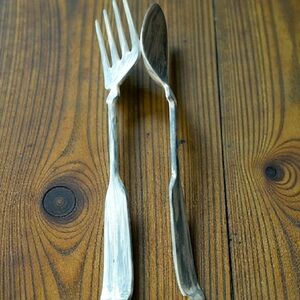 Giant Fork And Spoon Vintage Hanging Decor Painted Aluminum